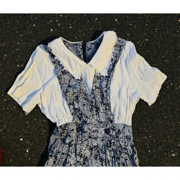 Handmade Vintage Style Folk Jumpsuit Set Prairie Cottagecore Wide Leg Outfit - Picture 2 of 10